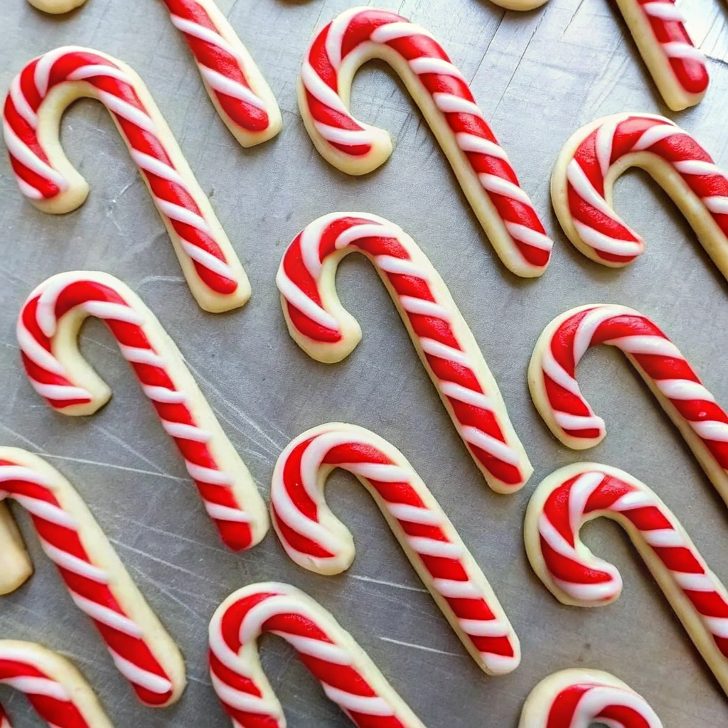 Decorated Candy Cane Sugar Cookies