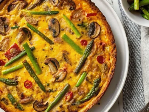 Hashbrown Crusted Asparagus Quiche