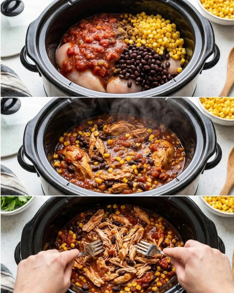 Slow Cooker Chicken Burrito Bowl steps