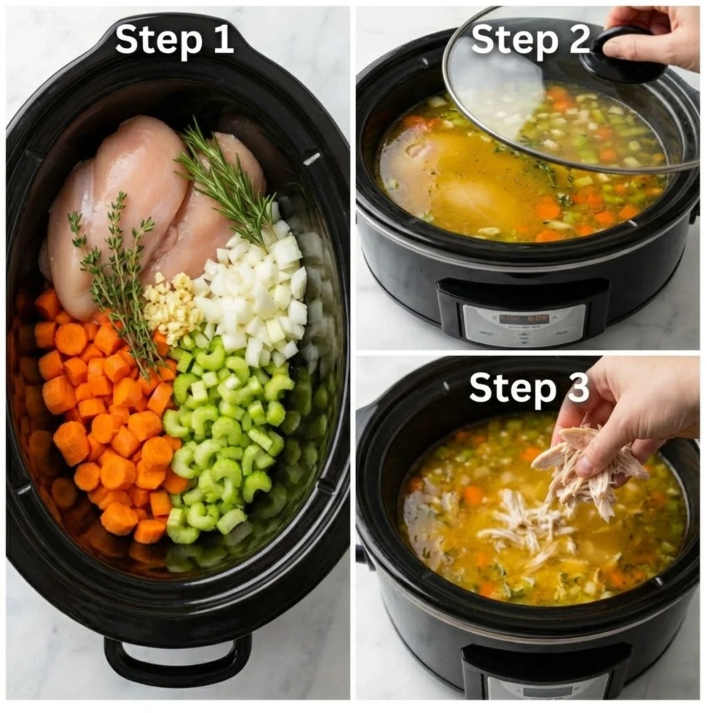 Cozy Slow Cooker Chicken Soup Step by step