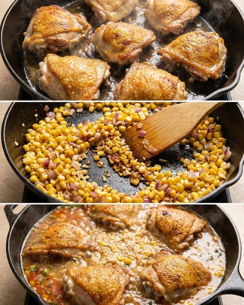 Street Corn Chicken Rice steps