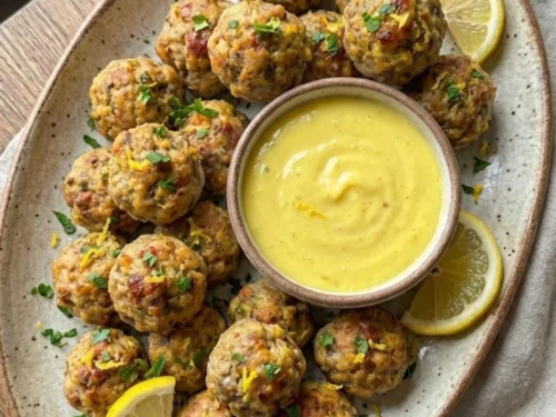 Sausage Balls with Lemon Sauce