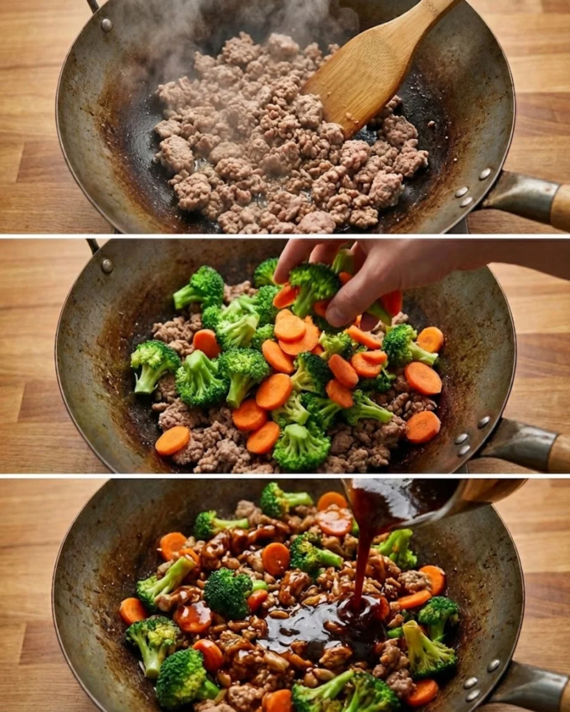 Ground Turkey Teriyaki Stir Fry steps