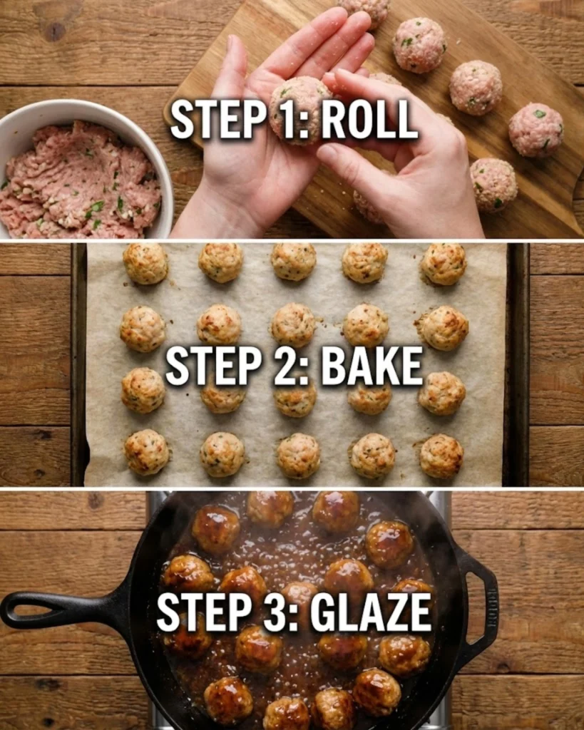 Asian Glazed Turkey Meatballs steps