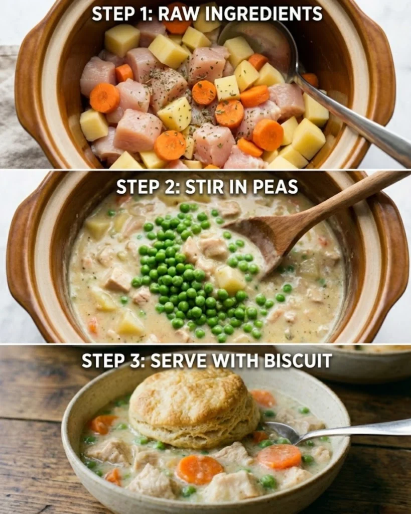 Crockpot Chicken Pot Pie with Biscuits steps