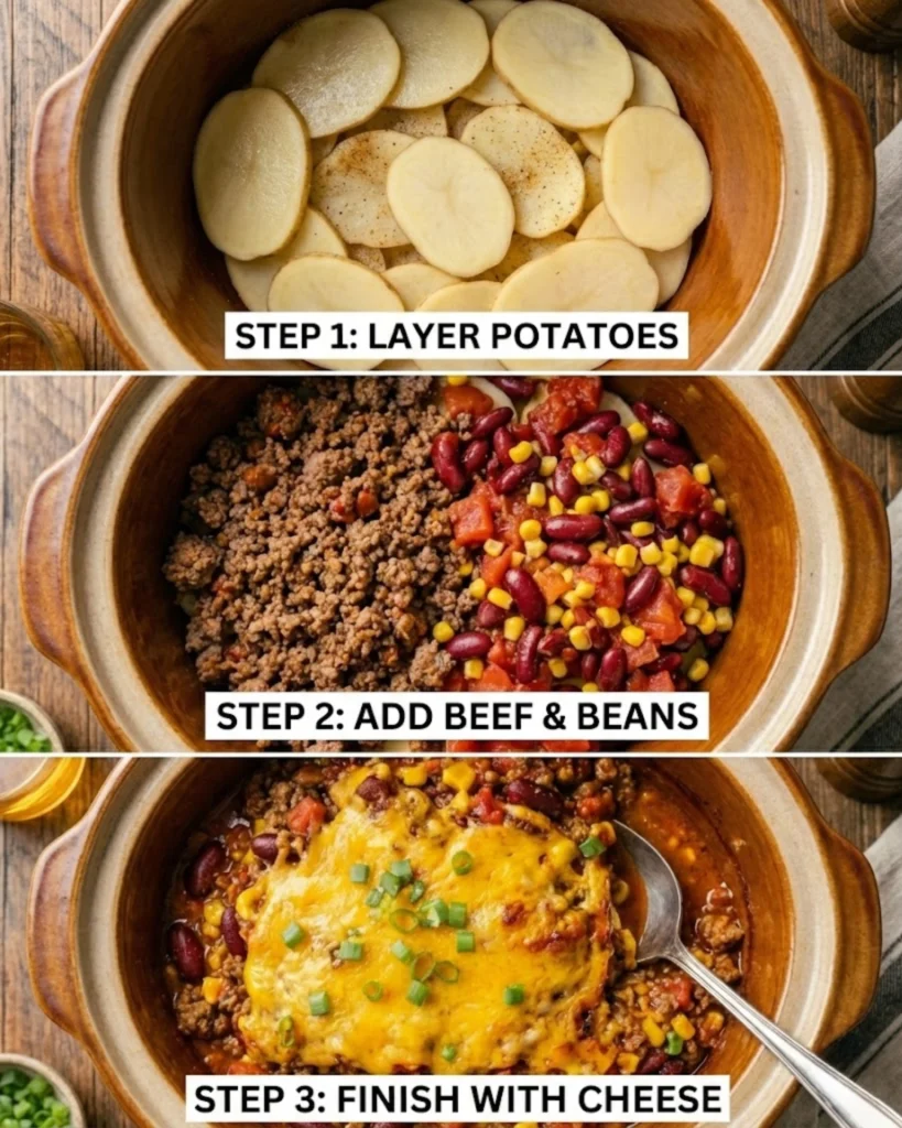 Slow Cooker Cowboy Casserole steps