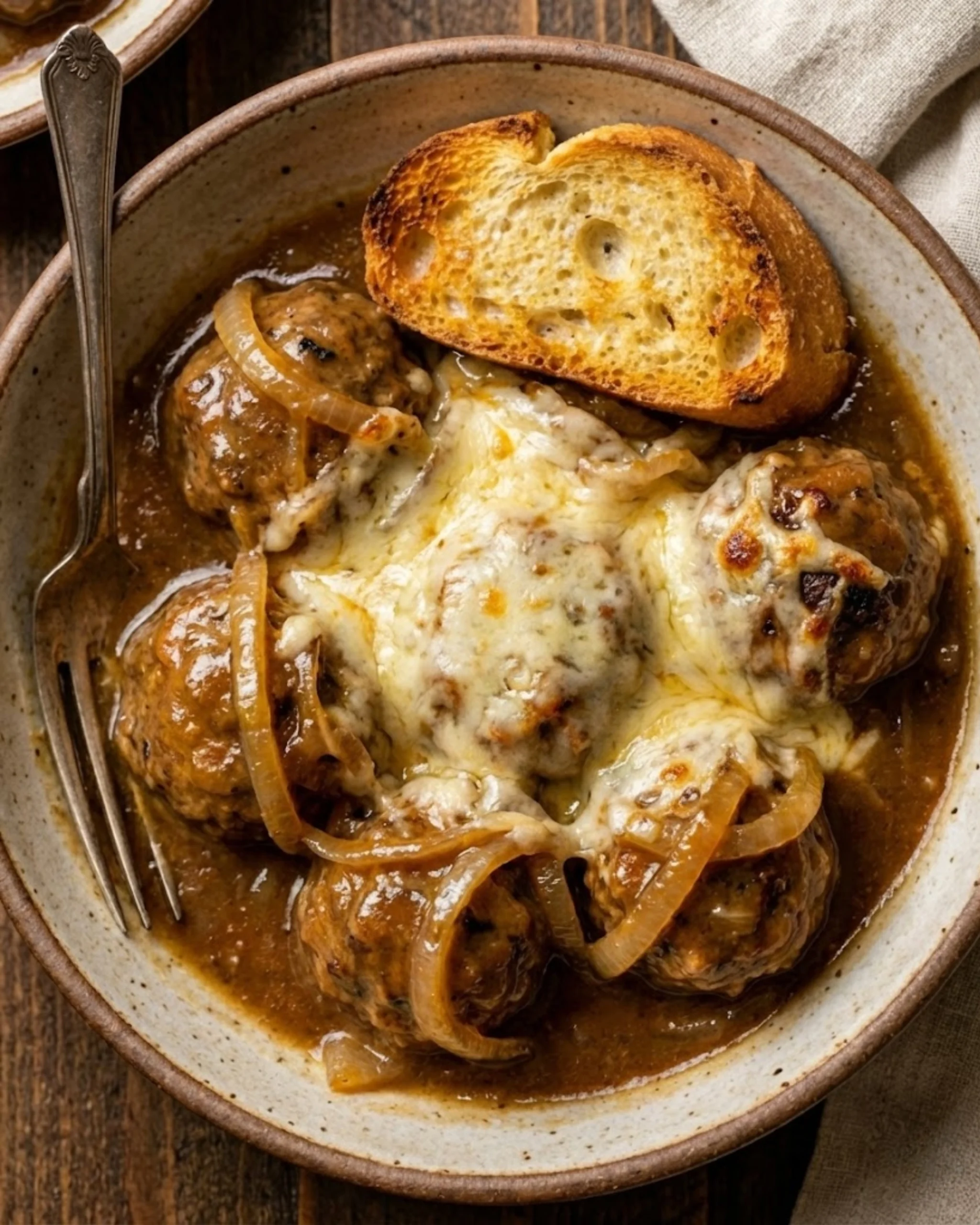 Crockpot French Onion Meatballs