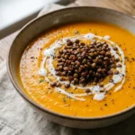 Carrot Soup with Crispy Lentils-