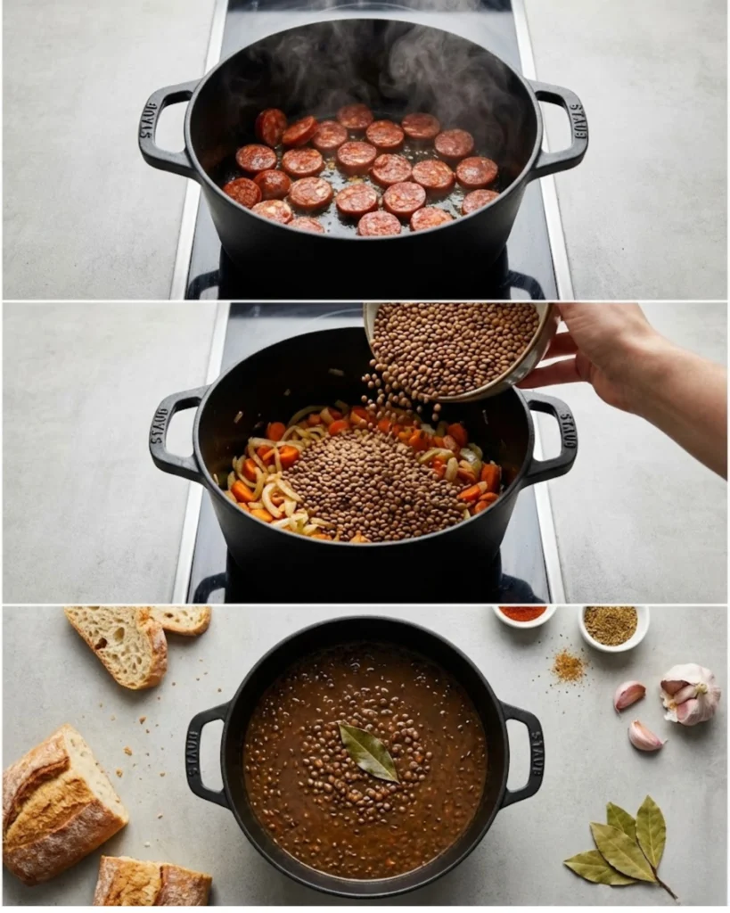 Spanish Lentil Soup step by step