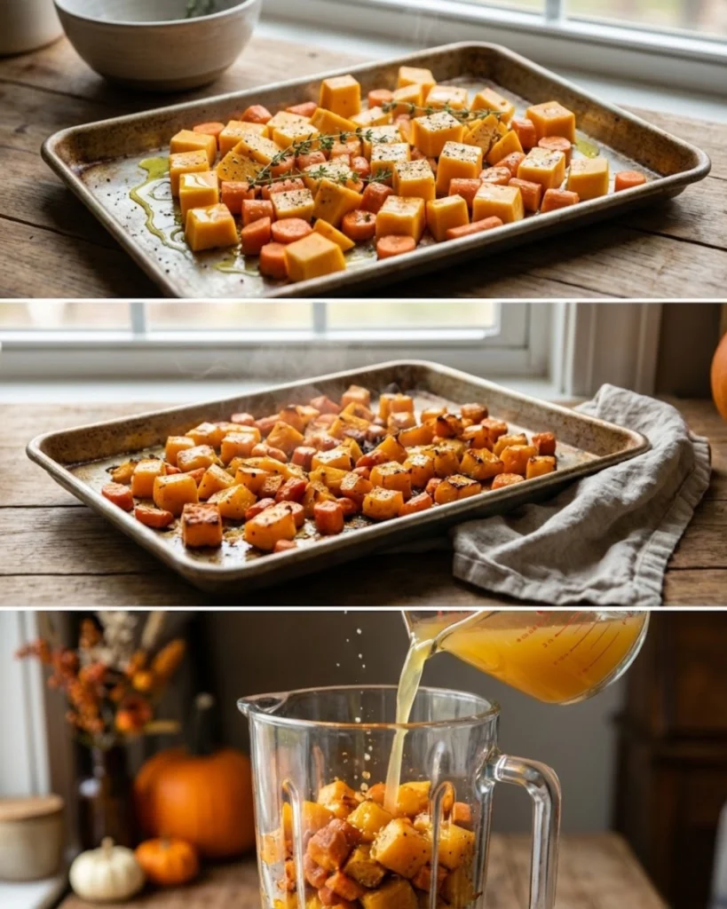 Roasted Butternut Squash and Carrot Soup step by step