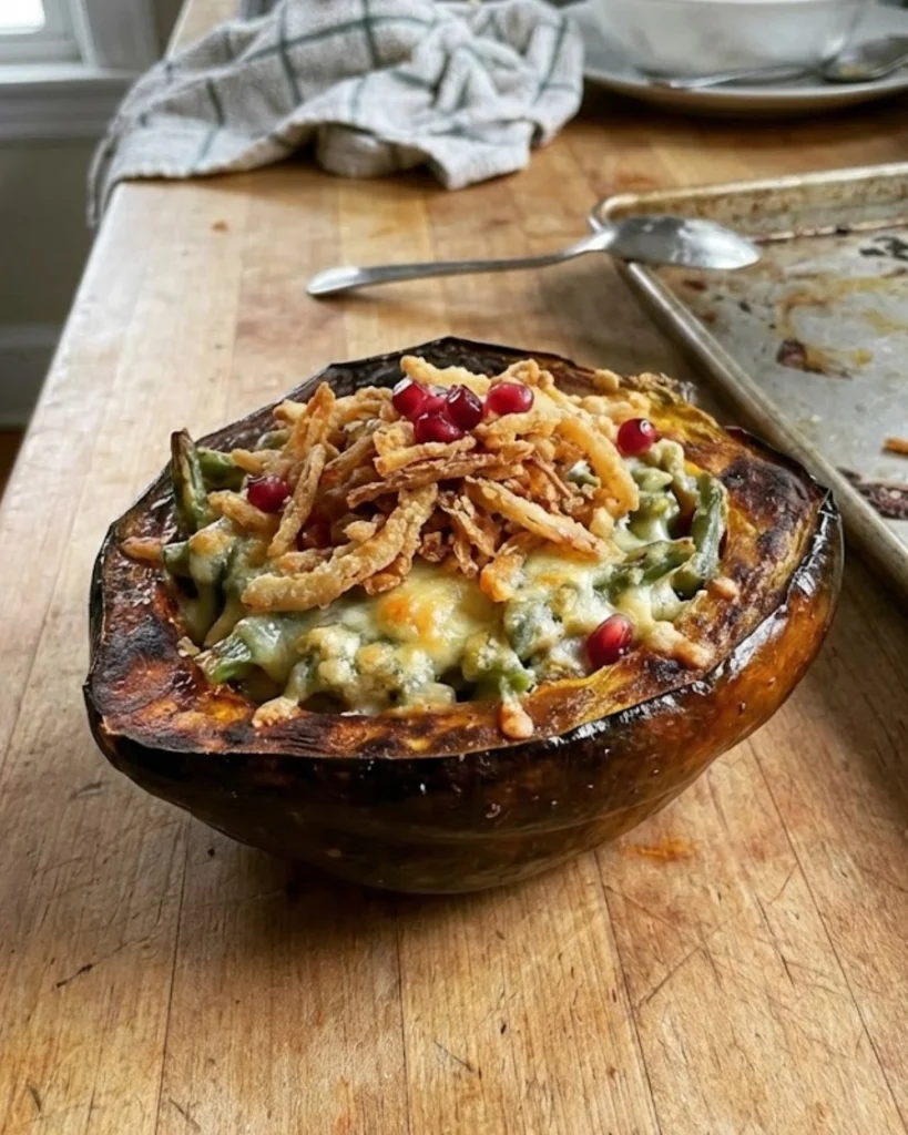 Green Bean Casserole Stuffed Acorn Squash