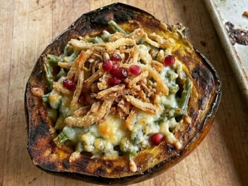 Green Bean Casserole Stuffed Acorn Squash