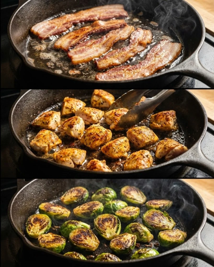 Chicken & Brussels Sprouts Skillet steps