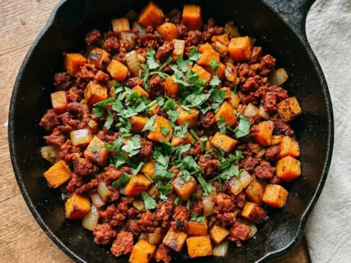 Chorizo & Sweet Potato Skillet Hash