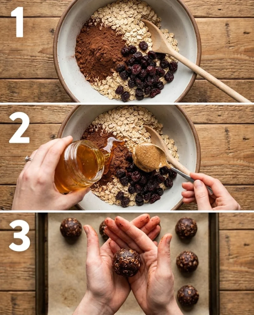 Chocolate Cherry Energy Bites steps