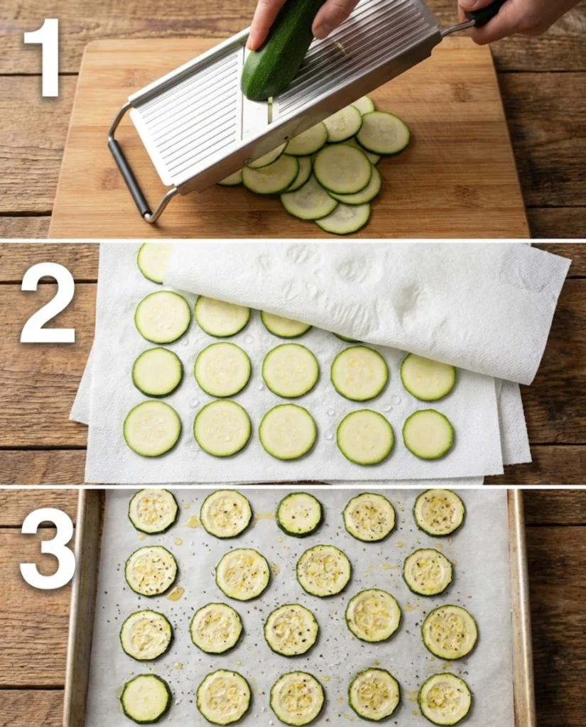 Low-Carb Crispy Zucchini Chips steps