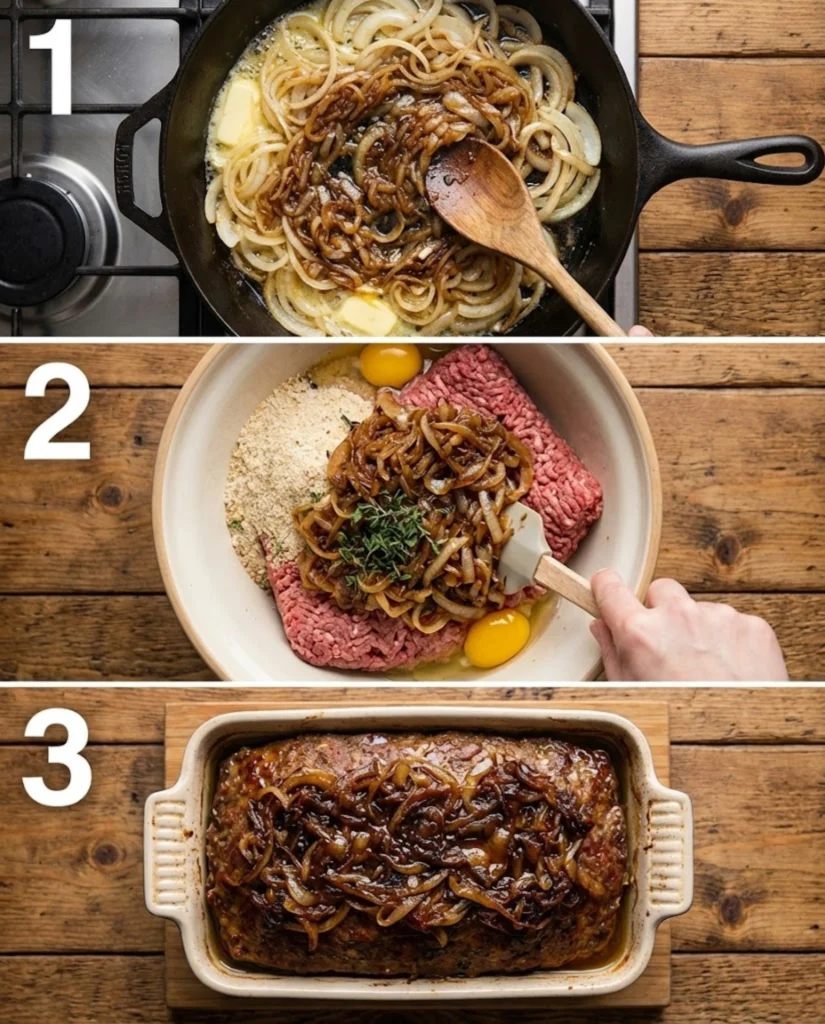 Caramelized Onion Meatloaf steps