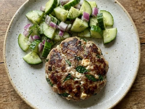 Keto Spinach Feta Turkey Burgers