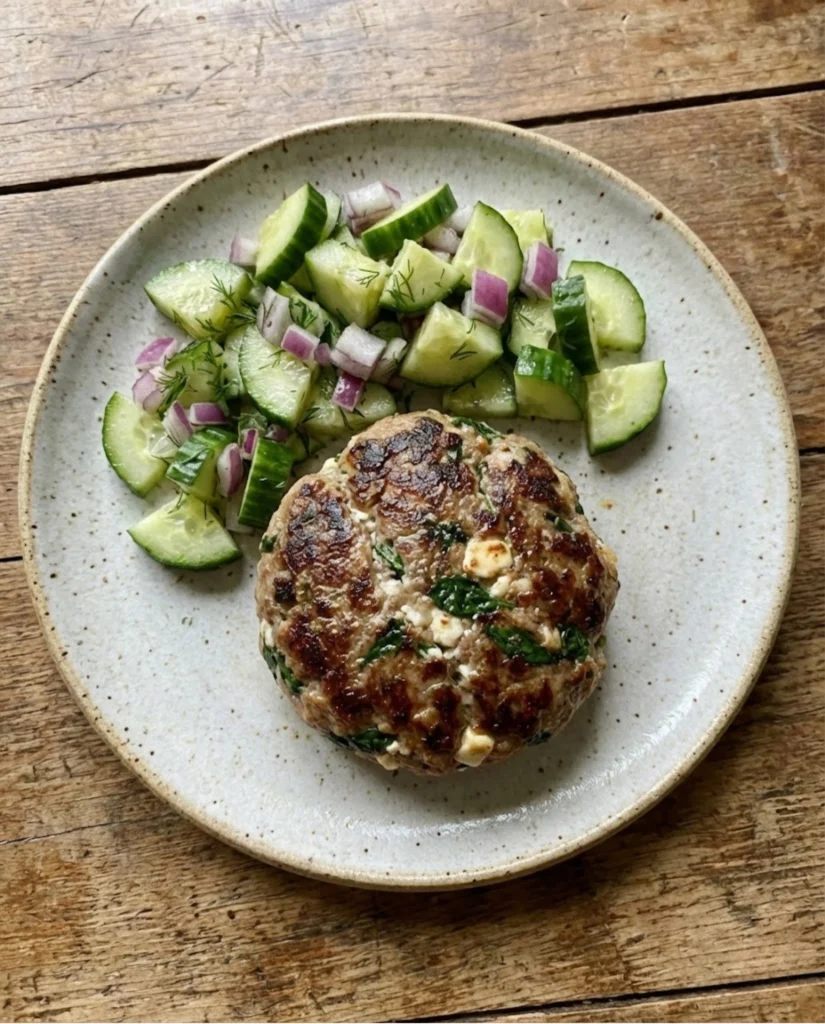 Keto Spinach Feta Turkey Burgers