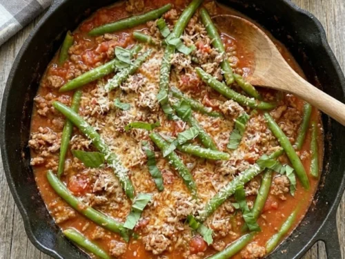 Italian Ground Beef and Green Beans