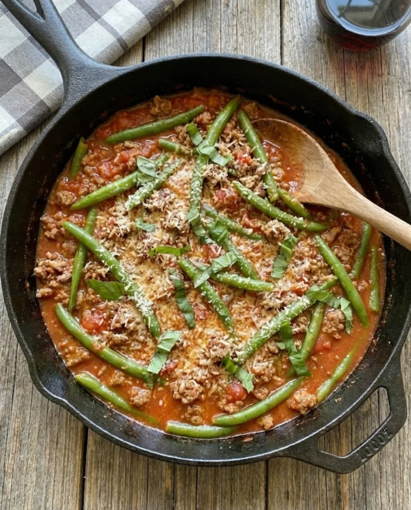 Italian Ground Beef and Green Beans