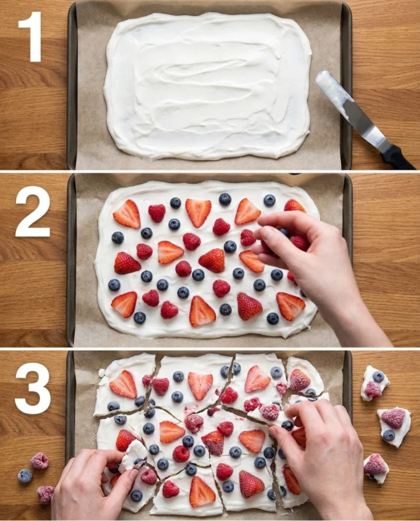 Frozen Yogurt Berry Bark steps
