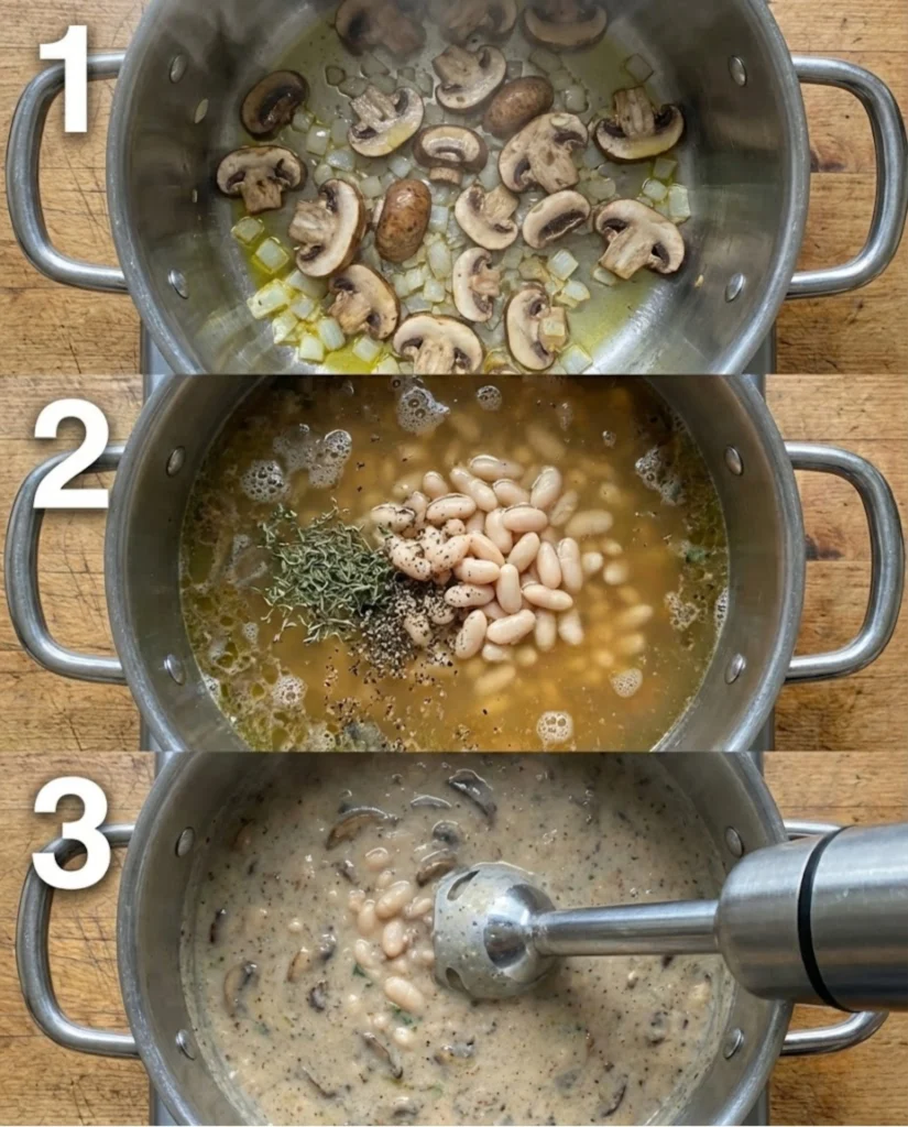 Mushroom and Bean Soup steps