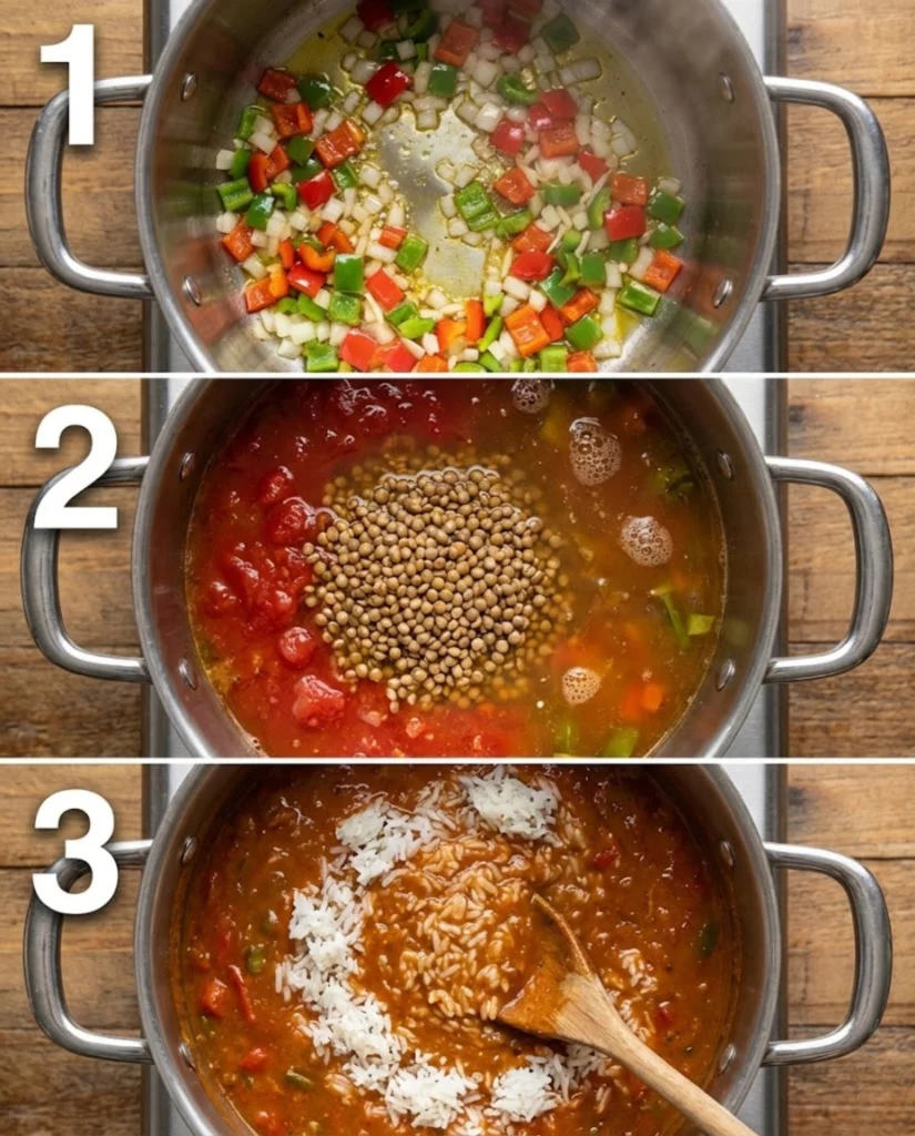 Vegan Stuffed Pepper Soup steps