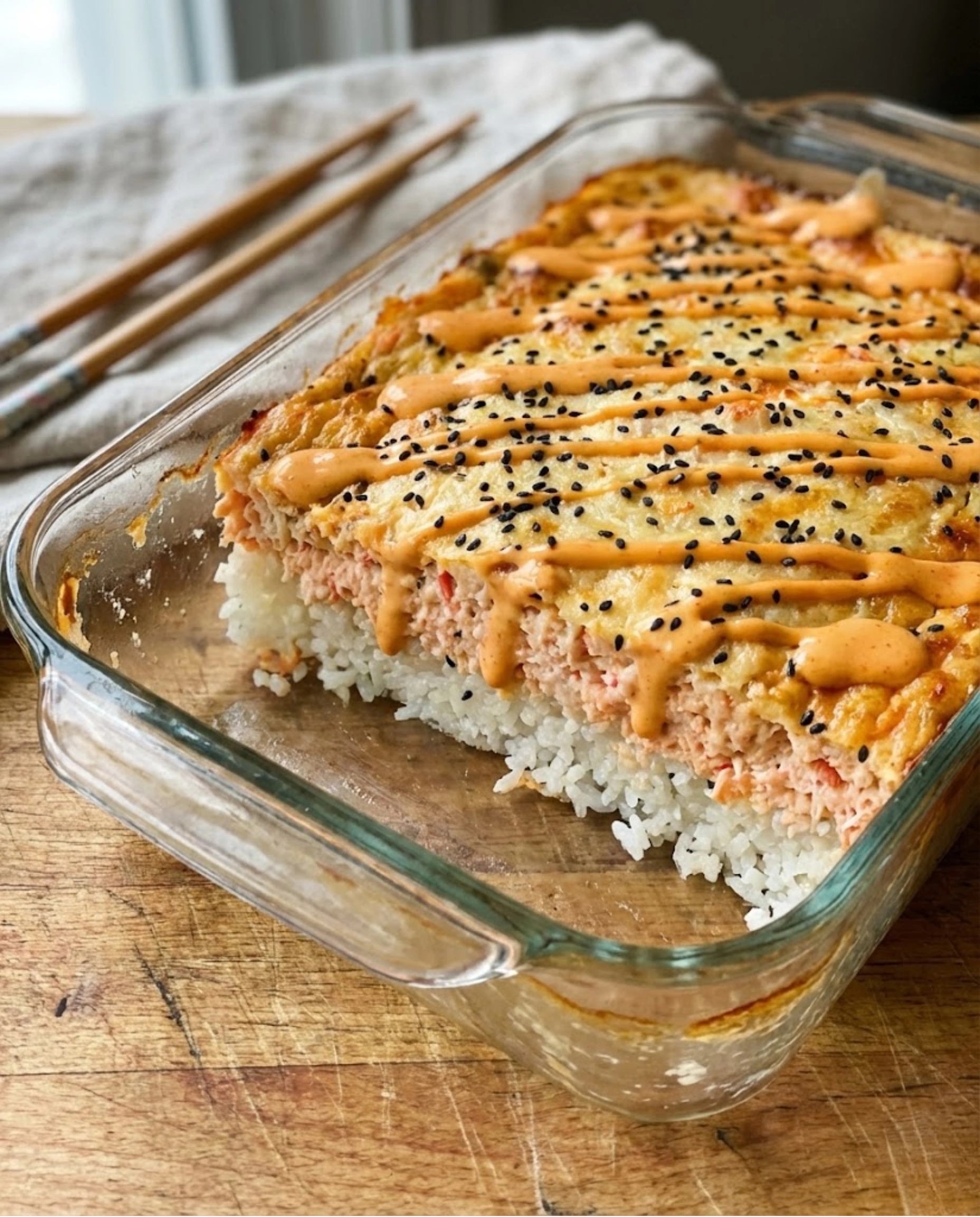 Spicy Salmon Sushi Bake