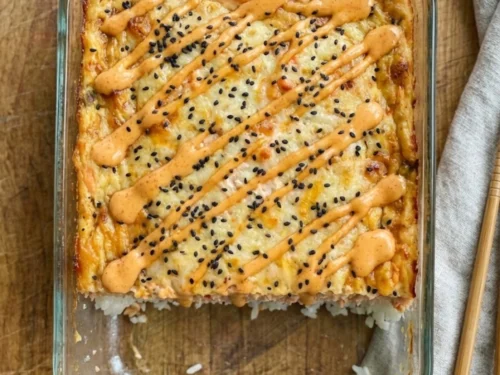Spicy Salmon Sushi Bake