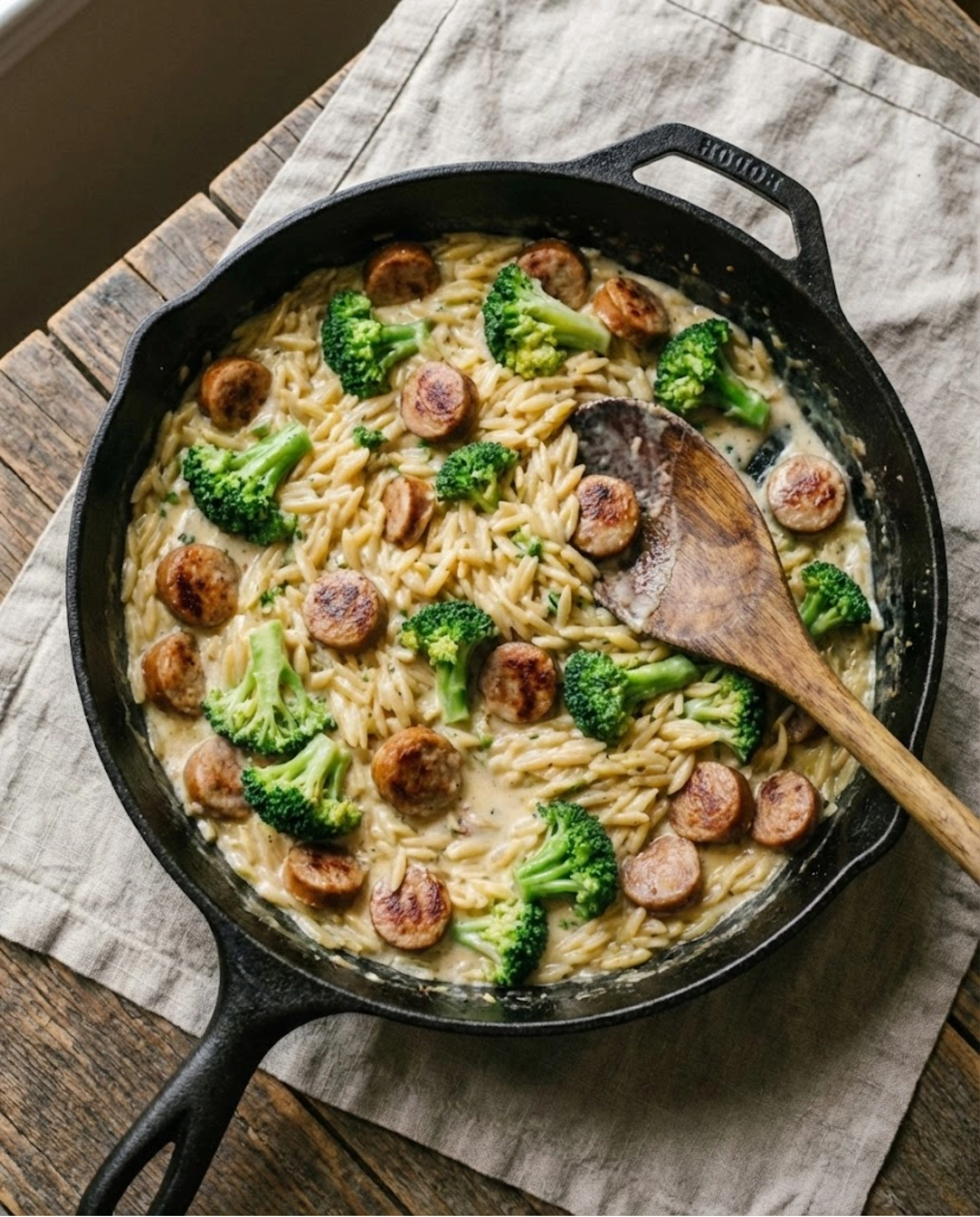 Chicken Sausage and Broccoli Orzo