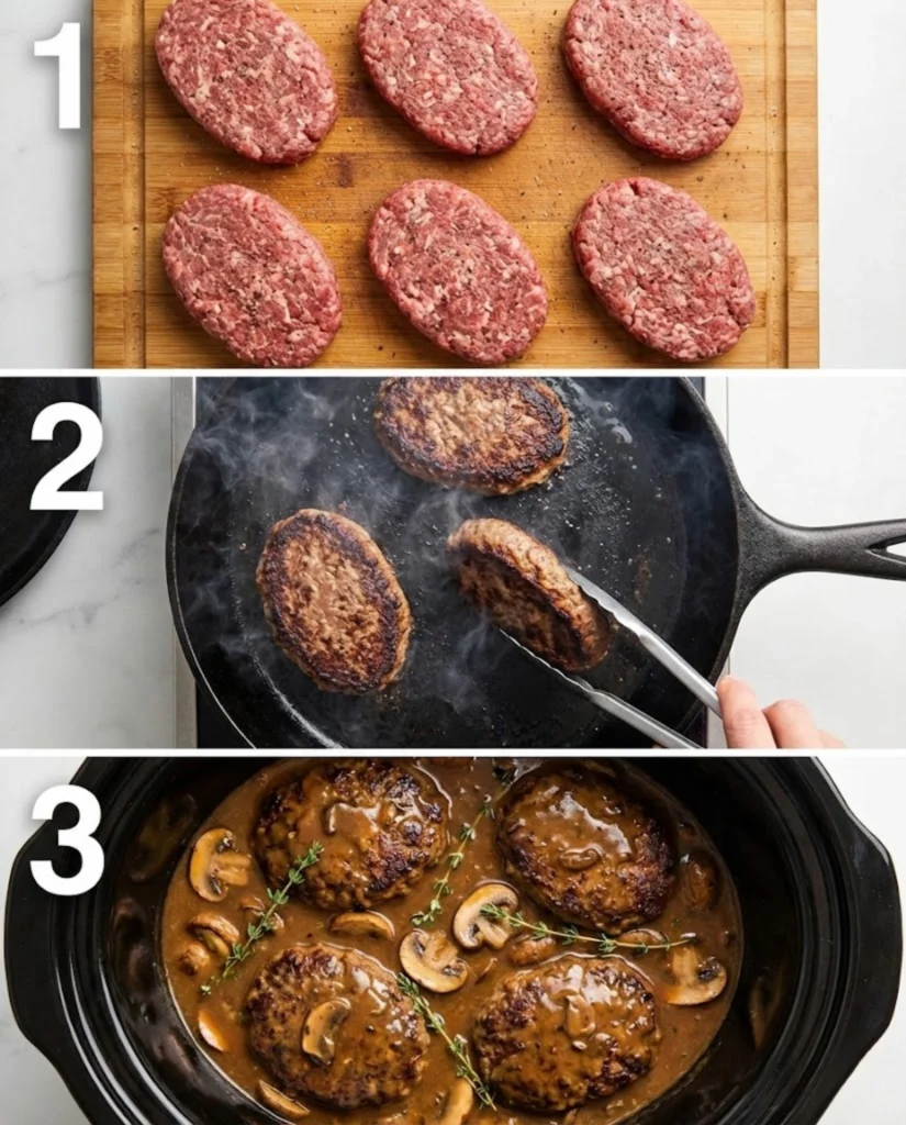 Crockpot Salisbury Steak steps