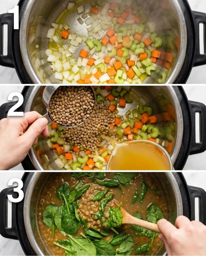 Instant Pot Lentil Soup steps
