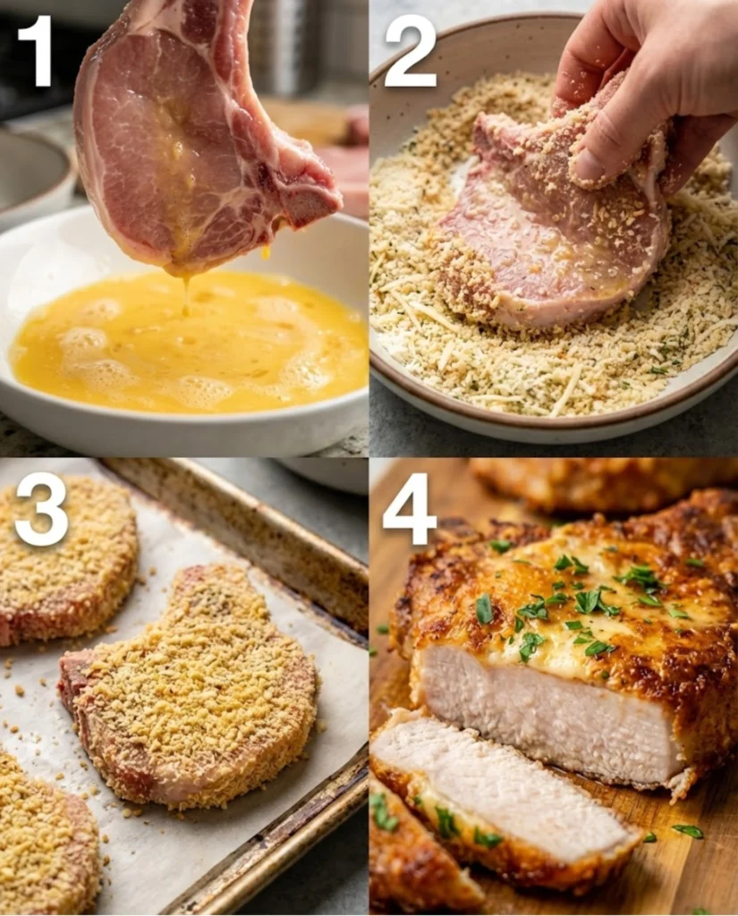 Crispy Baked Parmesan Pork Chops steps
