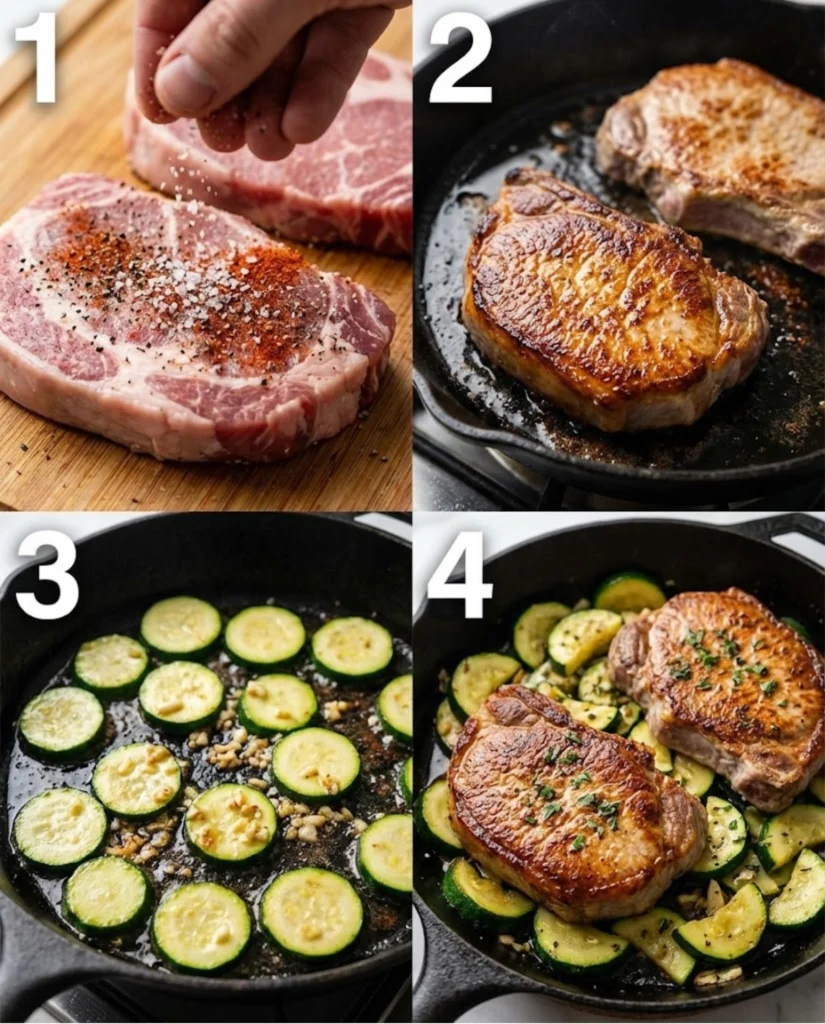 Pork Chops And Zucchini Skillet steps