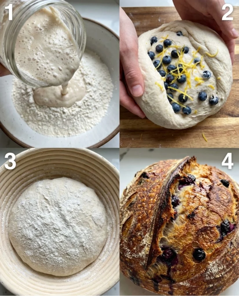 Lemon Blueberry Sourdough Bread steps