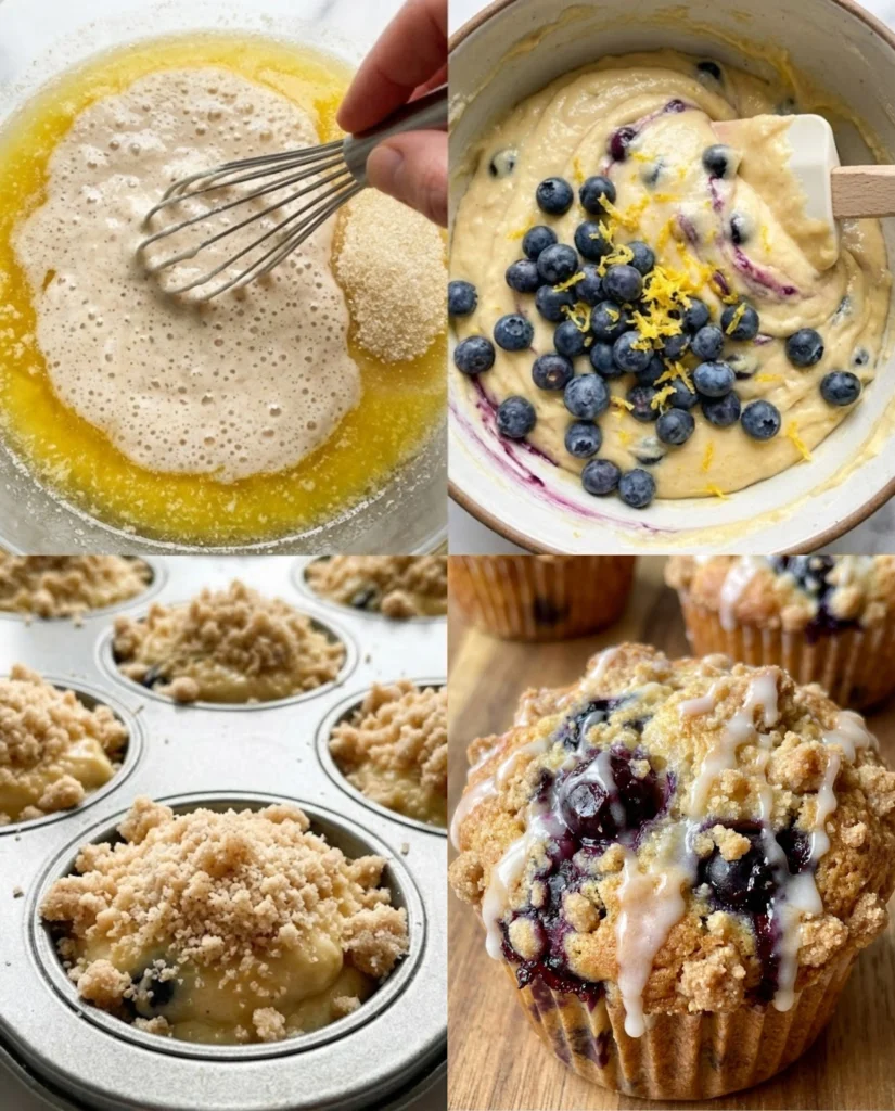 Sourdough Blueberry Lemon Muffins steps