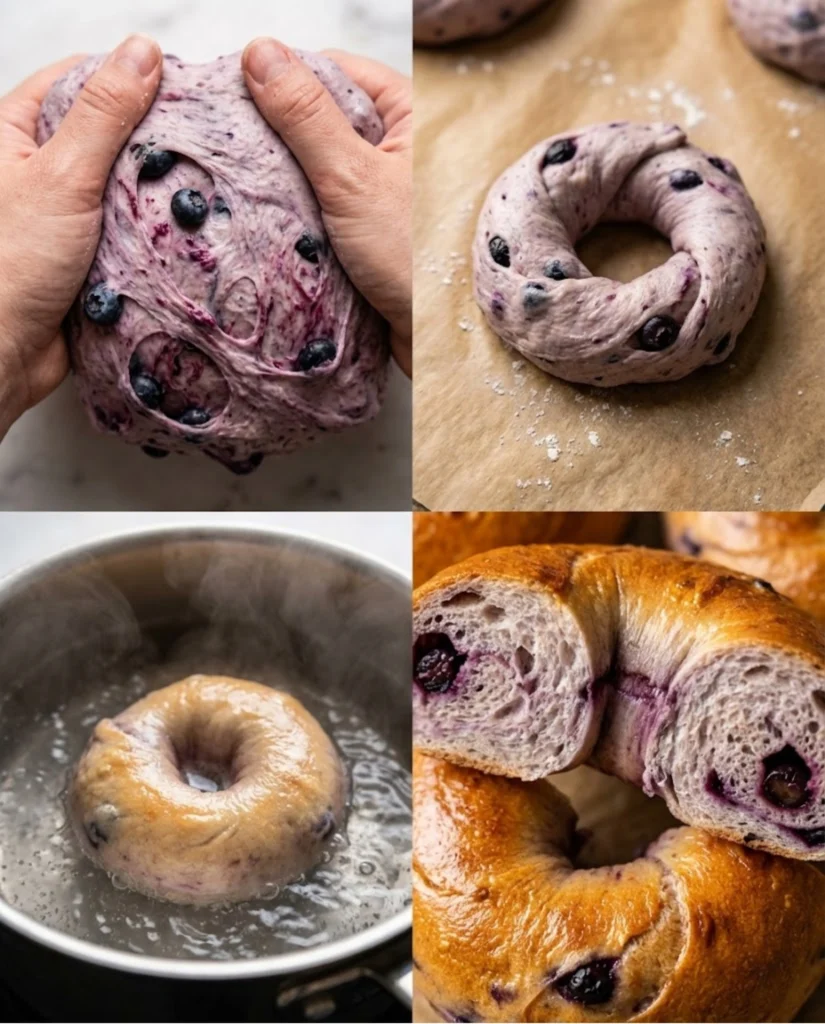 Sourdough Blueberry Bagels steps
