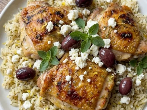Greek Chicken Thighs and Rice