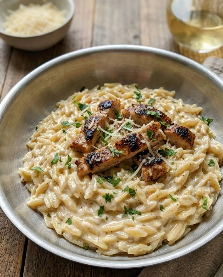Creamy Cajun Chicken Alfredo Orzo