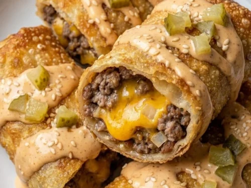 Crispy Cheeseburger Spring Rolls