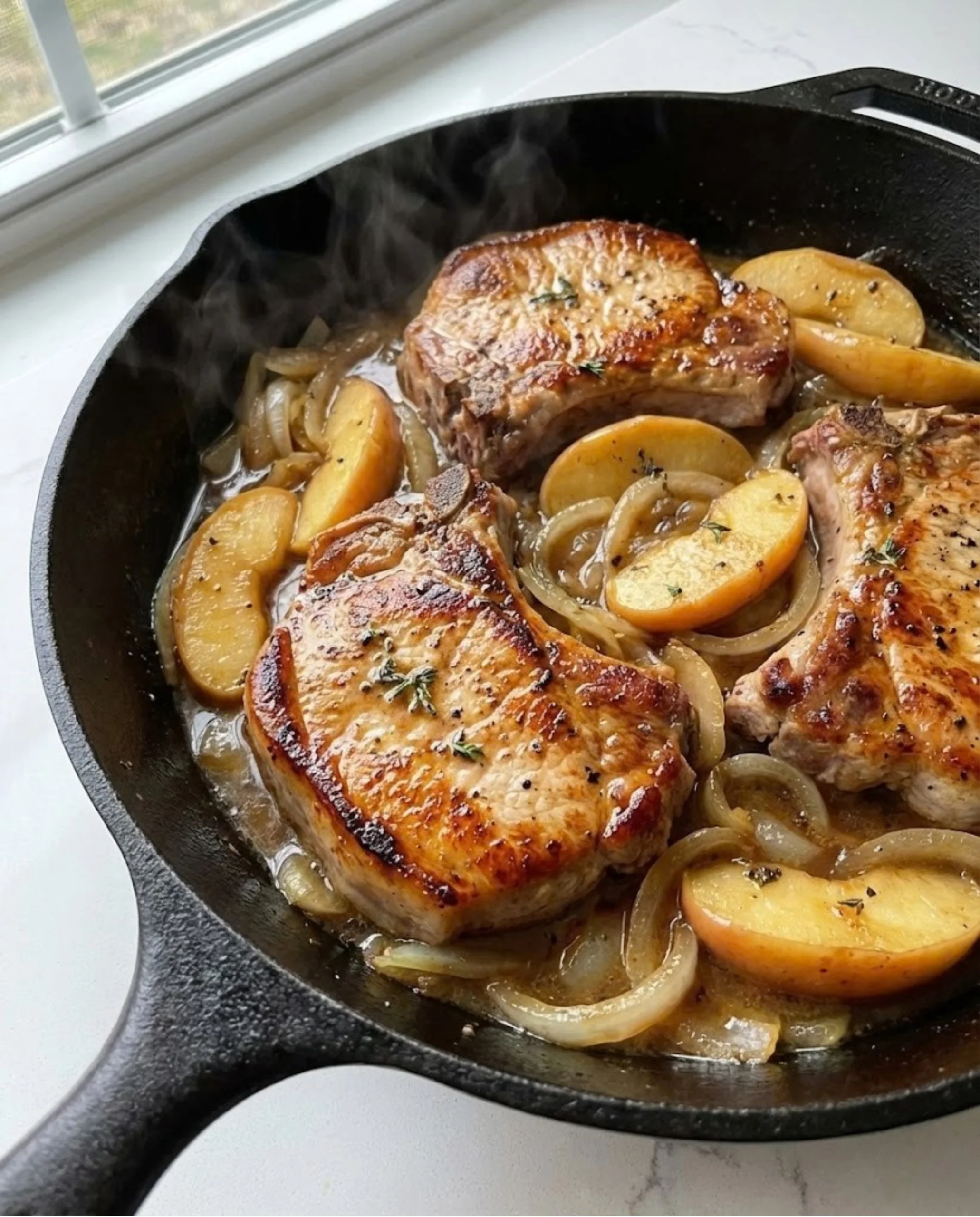 Pork Chops with Apples and Onions