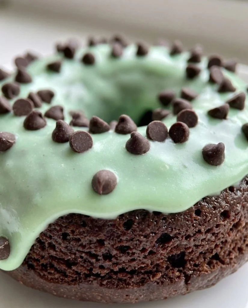 Baked Mint Chocolate Chip Doughnuts