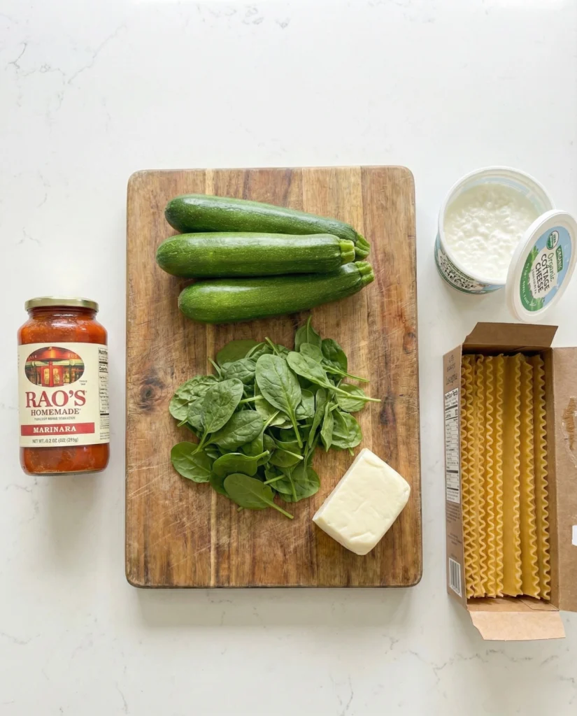 Vegetable Cottage Cheese Lasagna Ingredients