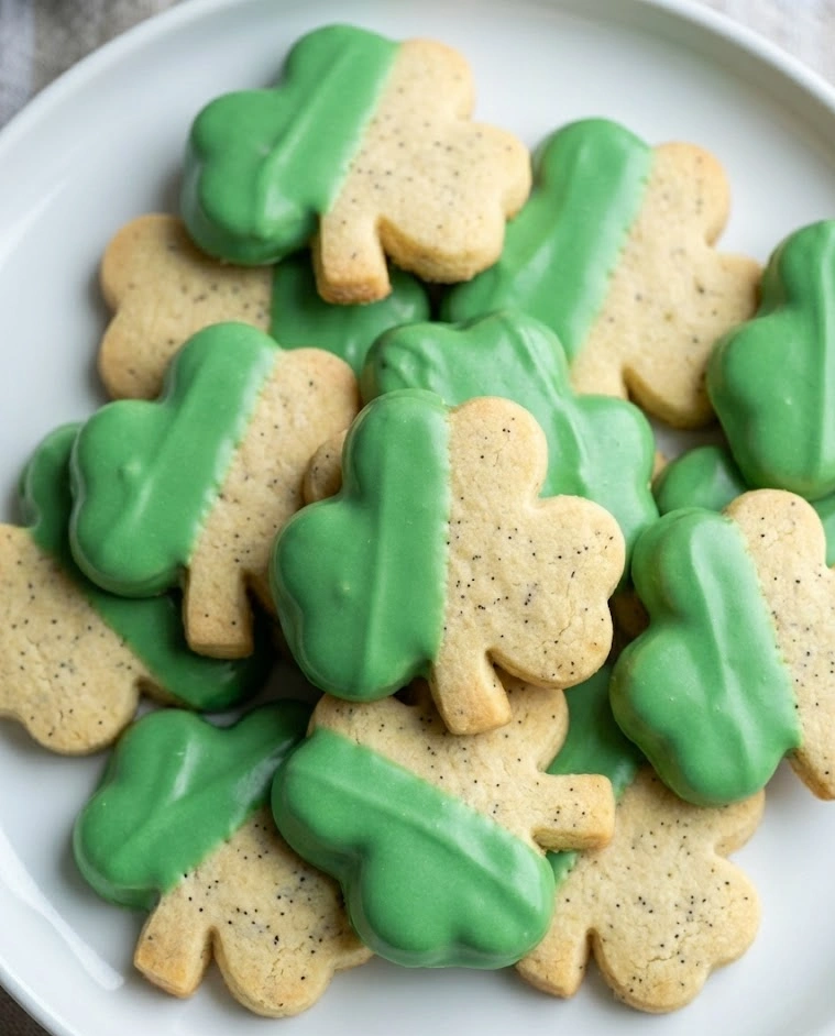 Vanilla Bean Shamrock Cookies