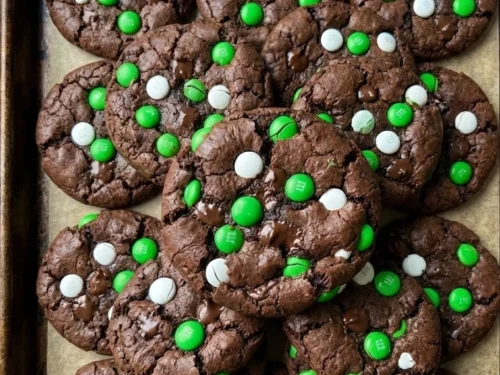 Mint M&M Brownie Cookies
