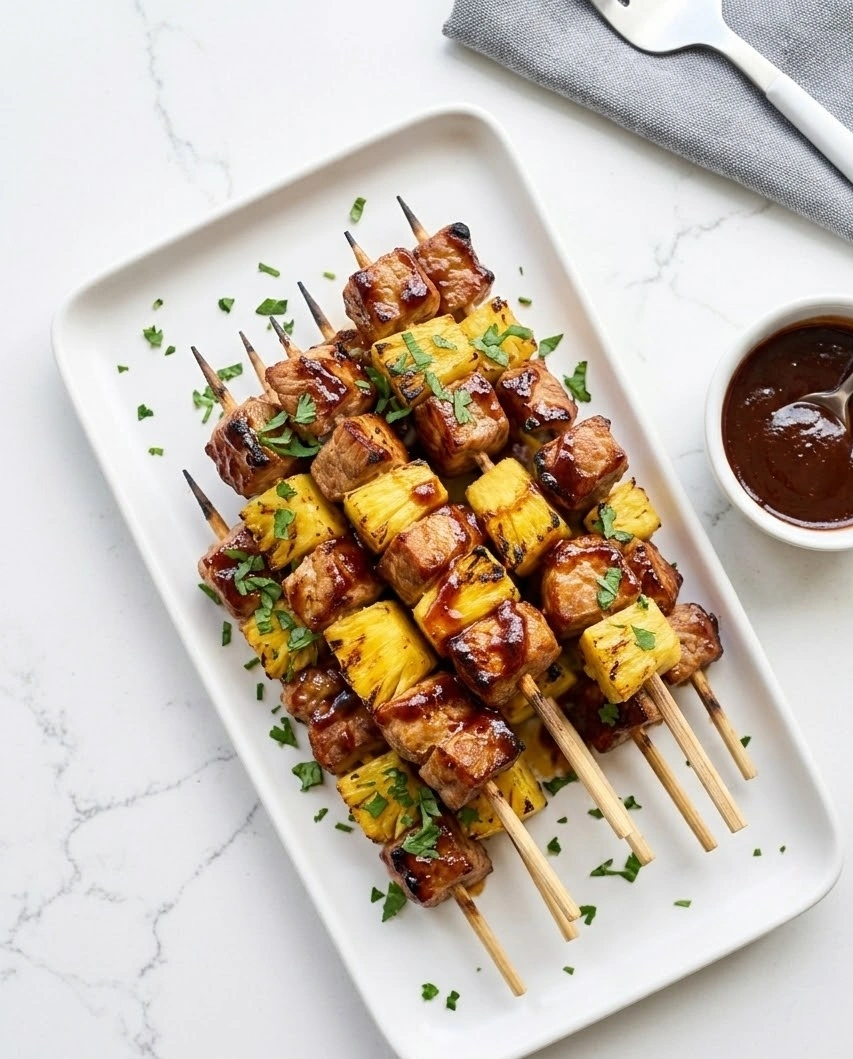 Pineapple BBQ Pork Skewers