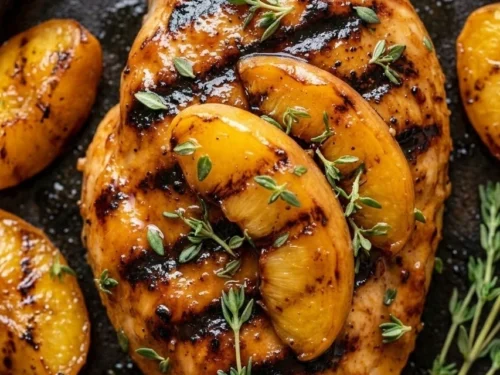 GRILLED CHICKEN WITH PEACH GLAZE