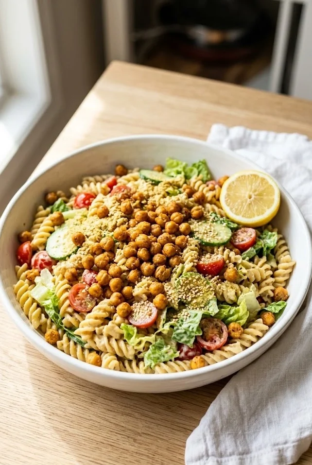 Tahini Caesar Pasta Salad