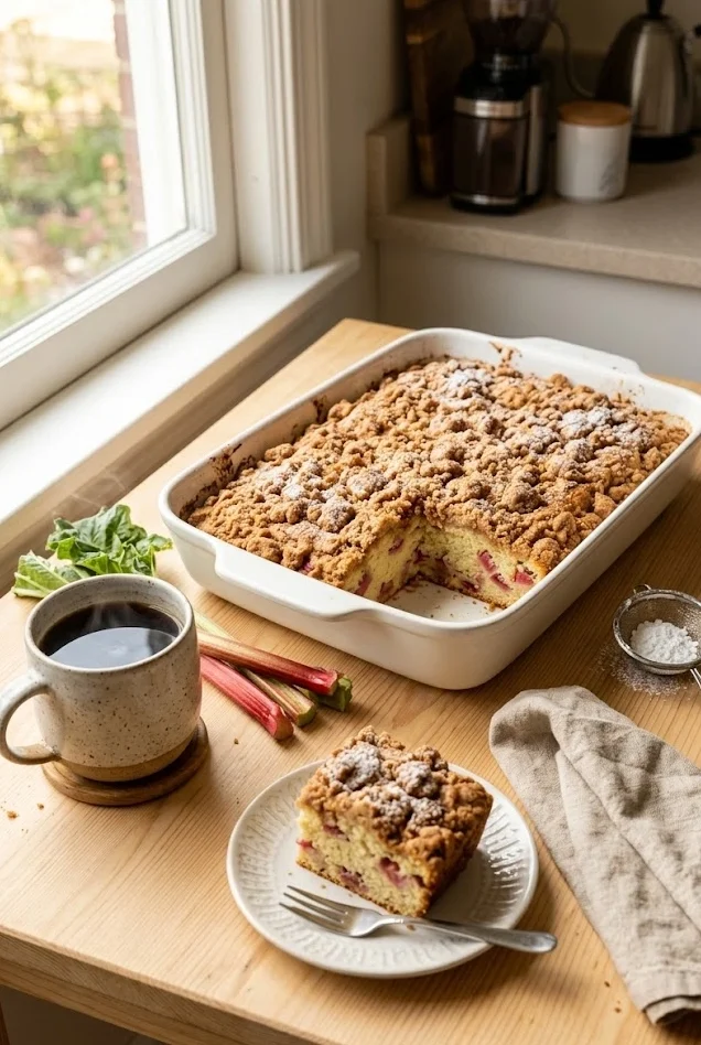 Rhubarb Coffee Crumb Cake